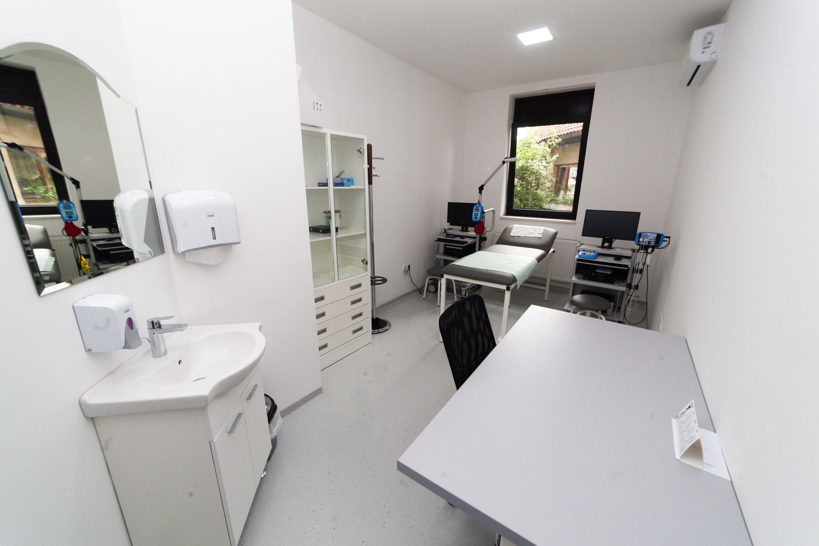 A quiet medical clinic waiting area