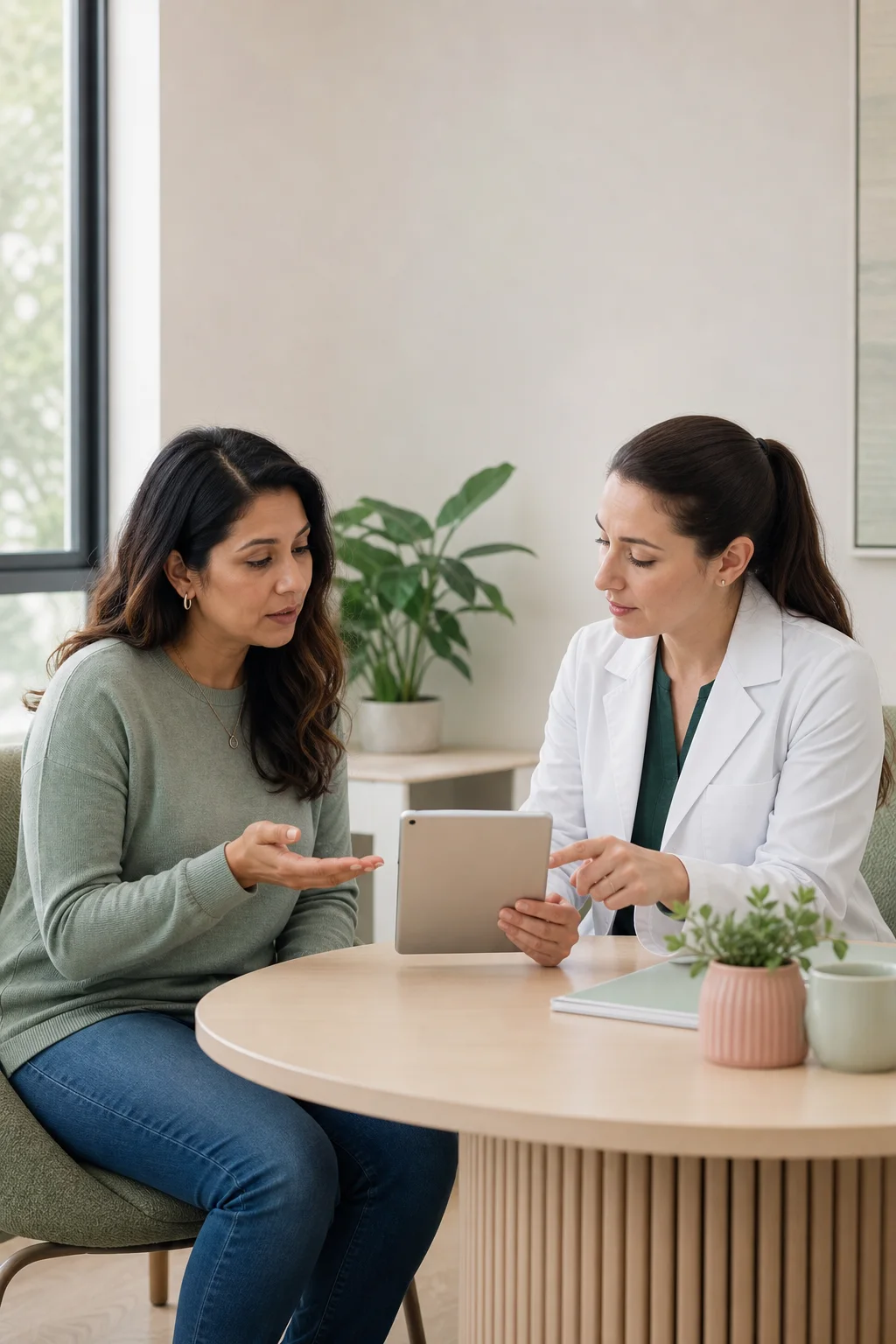 GLP-1 eligibility consultation reviewing BMI, health history, and medication fit